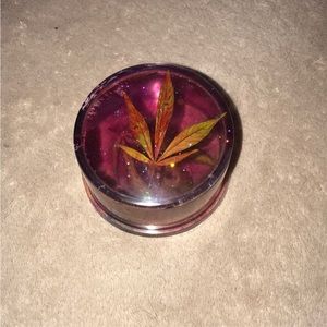 Custom Epoxy round trinket box with my favorite leaves and glitter New